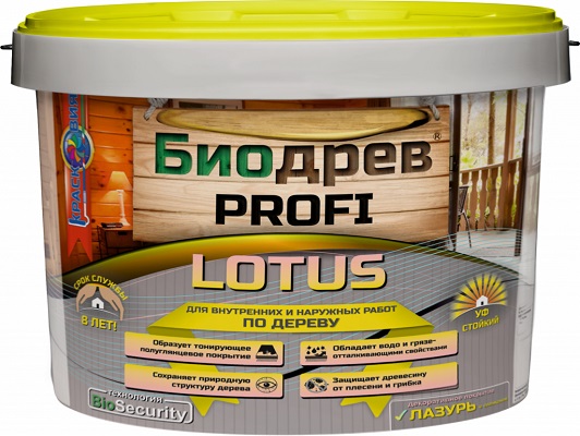 Биодрев PROFI "LOTUS" - декоративная лазурь с защитой от плесени и грибка